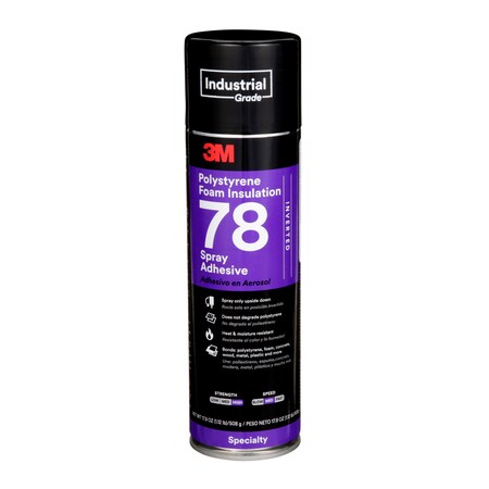 3M Polystyrene Foam Insulation Spray Adhesive 78, Inverted, Clear, 24 Fl Oz Can (Net Wt 17.9 Oz) 7000046591